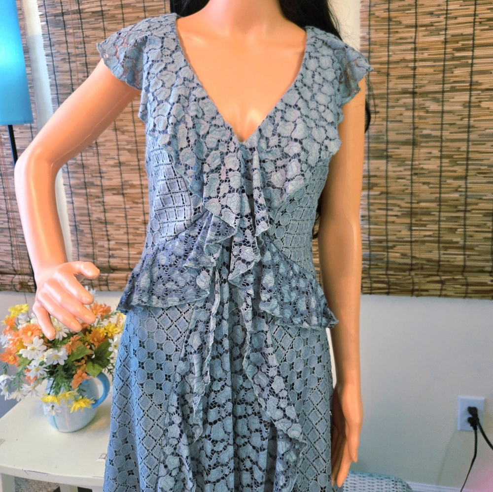 Anthropologie Sleeveless Lace Ruffle Dress - Picture 2 of 16